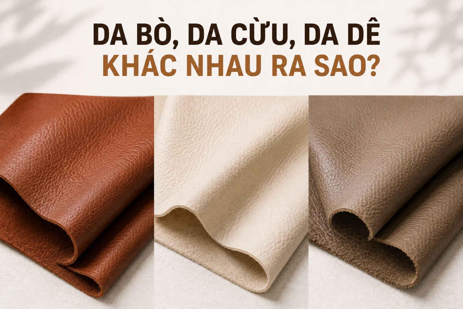 Da bò, da cừu, da dê khác nhau ra sao khi làm áo và túi?