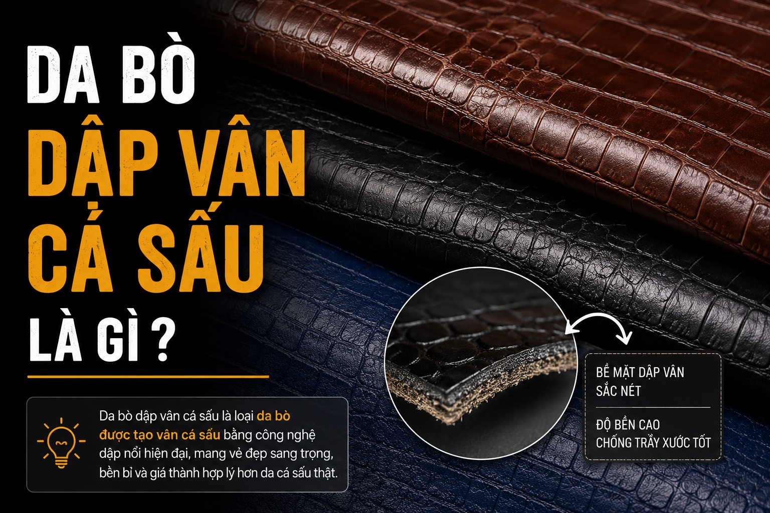 Da bò dập vân cá sấu là gì? Có phải chăm như da sấu thật không?